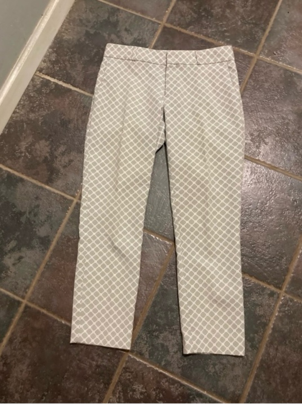 Banana Republic Hampton Cream Geometric Pattern Pants Women’s Size 2